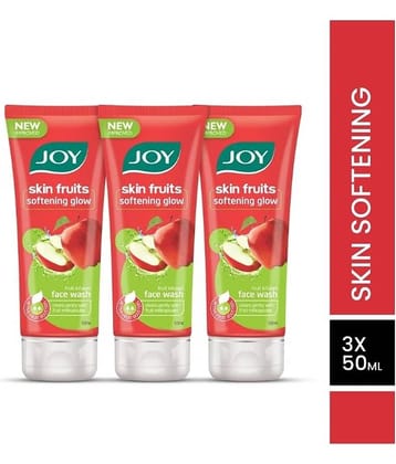 Joy Skin Fruits Softening Glow Pocket Sized Apple Face Wash Natural AHAs Suitable for All skin types 50ml each (Pack of 3)