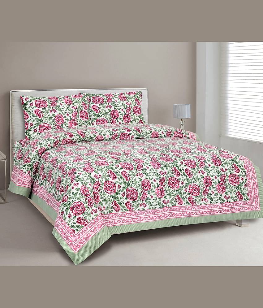 CLOTHORO Cotton 1 Double King Bedsheet with 2 Pillow Covers ( Multicolor )