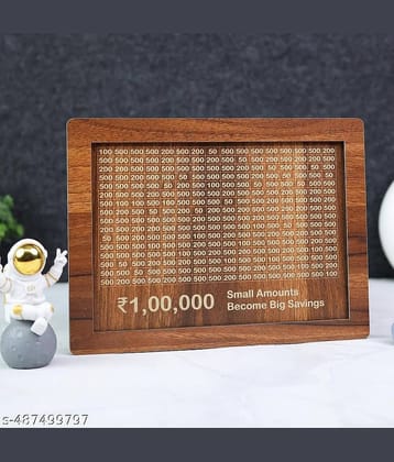 Wooden Piggy Money Bank Saving Box With Saving Target Upto 1.20 Lakh (Multicolor)