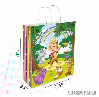 90 GSM Birthday New Animal Theme Printed Attractive Small Party Paper Gift Bags, Ideal For Birthday Return Gifts, Kids Party, & Gifting On Special Occasions (Size:9.4x7.9x3 inch) - 12 90 GSM Birthday New Animal Theme Printed Attractive Small Party Paper Gift Bags, Ideal For Birthday Return Gifts, Kids Party, & Gifting On Special Occasions (Size:9.4x7.9x3 inch) - 12