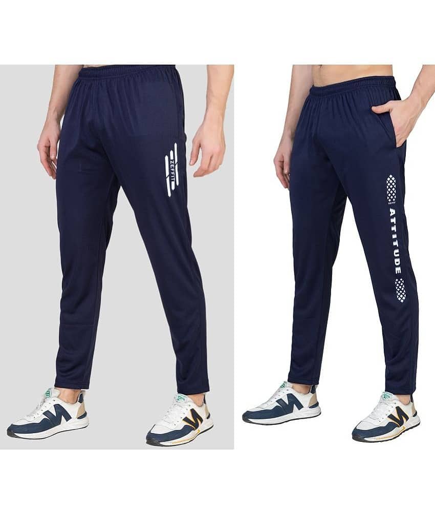 Zeffit - Navy Blue Lycra Men's Trackpants ( Pack of 2 )
