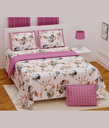 Uniqchoice Cotton King Bedsheet ( Pink )