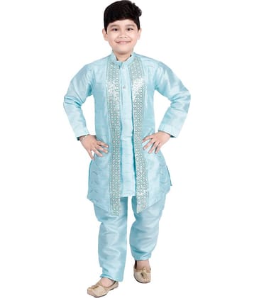 s muktar garments Baby Boys Cotton Blend Sky Blue Sherwani ( Pack of 1 )