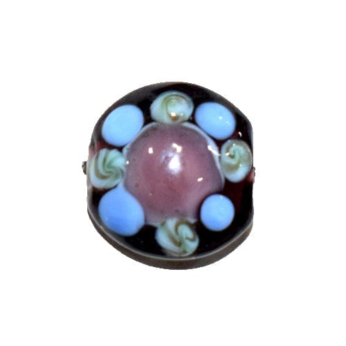 Handmade Fancy Lampwork Glass Beads For Jewelry Making Necklace , Earring and Bracelet (Flat Round) SFL-984-Per Packet 25 Pcs / 22X12 MM