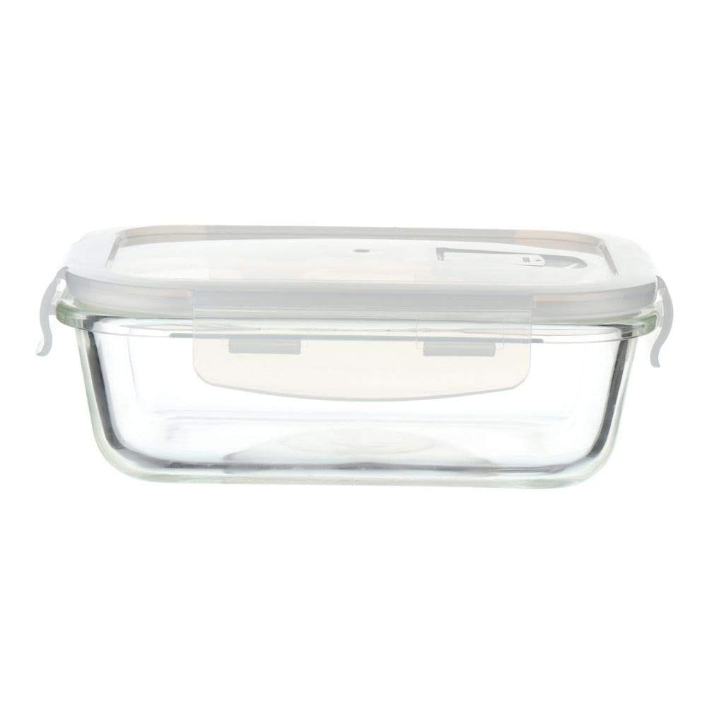 Femora Borosilicate RectangularGlass Food Storage Container with Air Vent Lid- 620ml