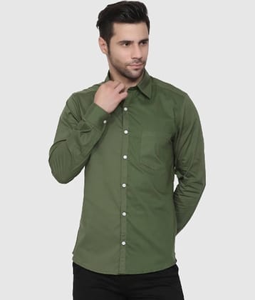 liferoads - Olive 100% Cotton Regular Fit Men's Casual Shirt ( Pack of 1 )