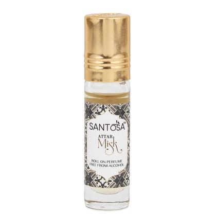 Santosa Misk Attar 6ml - Alcohol-Free, Premium Musk & Leathery Notes, Long-Lasting Roll-On, Best Original Musk Attar for Men & Women