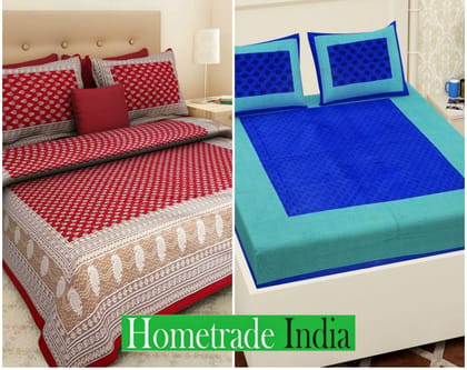 2201-Hometrade India- Standard Double Size (90*100 in )-Combo Double Bedsheet