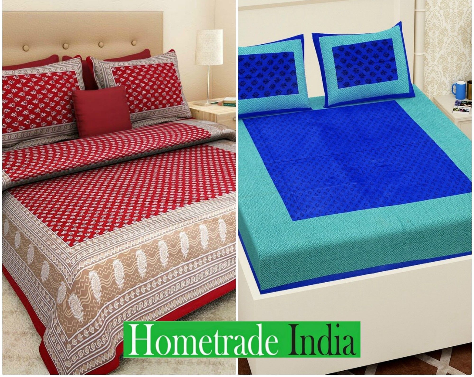2201-Hometrade India- Standard Double Size (90*100 in )-Combo Double Bedsheet