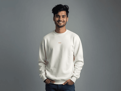 Taarak Mehta Ka Ooltah Chashmah| Printed Crew Neck Cotton 350 GSM White Winter Sweatshirt (KEHNA KYA CHAHTE HO PRABHU)