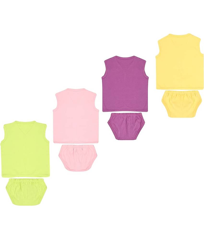Dongli Pack of 4 Unisex for Baby 100% Cotton ( Multi )