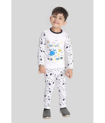 s muktar garments White Cotton Boys T-Shirt & Pants ( Pack of 1 ) - None