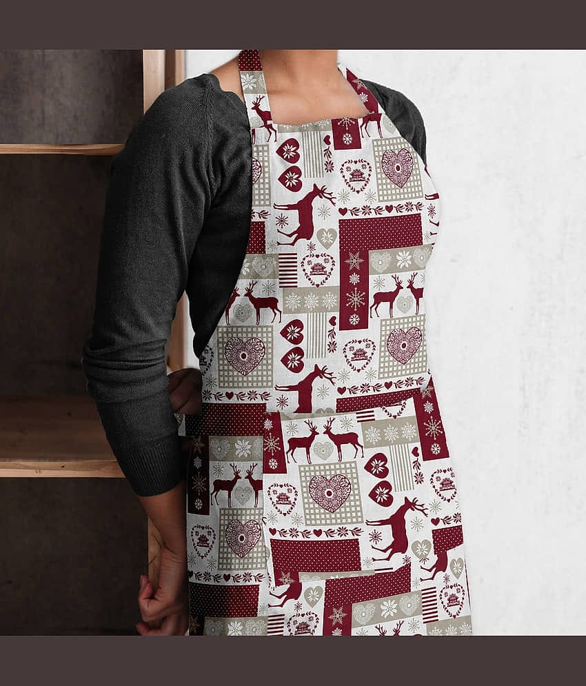 Oasis Hometex Cotton Blend Printed Kitchen Apron with 1 Center Pocket ( Pack of 1 )