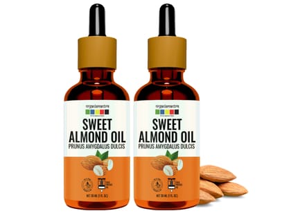 Organix Mantra Sweet Almond Oil, Cold Pressed Organic Oil (Pack Of 2) - 60 Millilitre