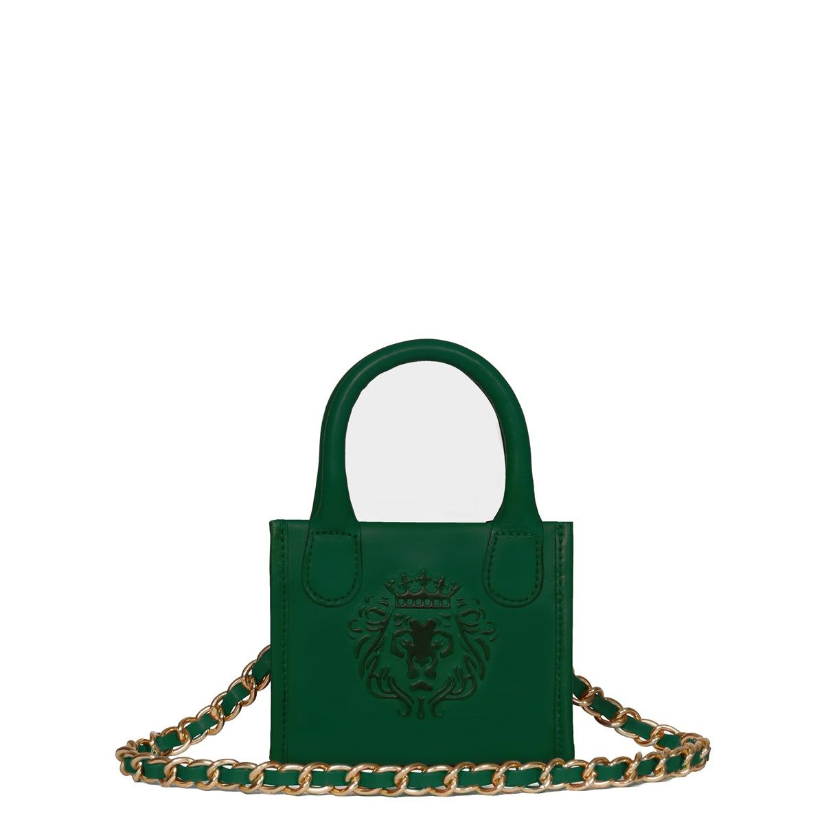 Micro Sized  Hand Bag in Green Genuine Leather-Micro