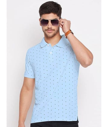 Riss Pack of 1 Cotton Blend Regular Fit Printed Half Sleeves Men's Polo T Shirt ( Blue )