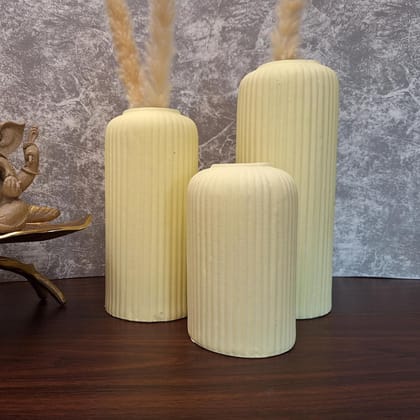 Modern Ceramic Flower Vase Setof 3 pcs (Yellow)