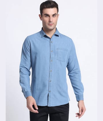 plounge Denim Regular Fit Solids Full Sleeves Men's Casual Shirt - Light Blue ( Pack of 1 )
