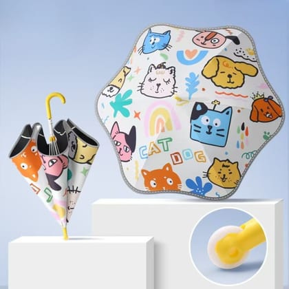 Premium Quality Cute Printed Umbrella For Kids (Cat Dog)
