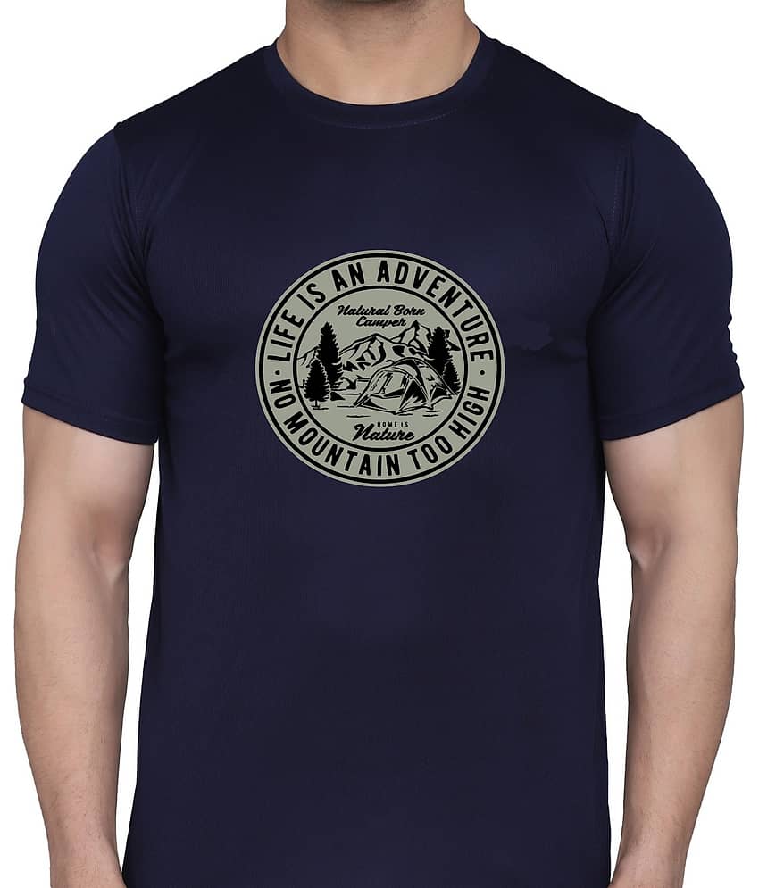 code yellow Men Polyester Regular Fit Printed T-Shirt ( Navy )