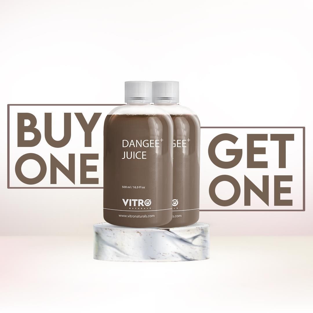 Vitro Dangee+ Juice 500ml | Papaya Leaf Juice with 7 Herbs | Giloy, Neem, Tulsi & Mulethi | Supports Immunity & Healthy Platelet Count | Enhanced Formula with Honey for Better Taste | Buy 1 Get 1