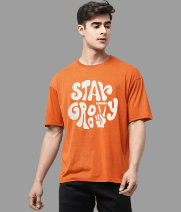 Leotude Pack of 1 Cotton Blend Oversized Fit Men's T-Shirt ( Orange )