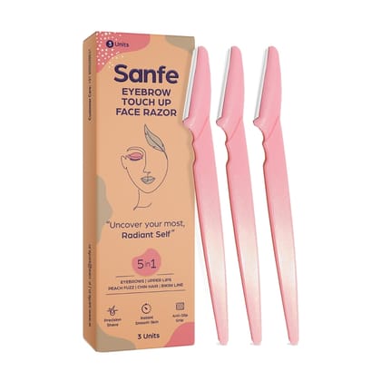 Sanfe Reusable Eyebrow Touch Up Hair Removing Face Razor For Women - Pack of 3, Instant & Painless Hair Removal