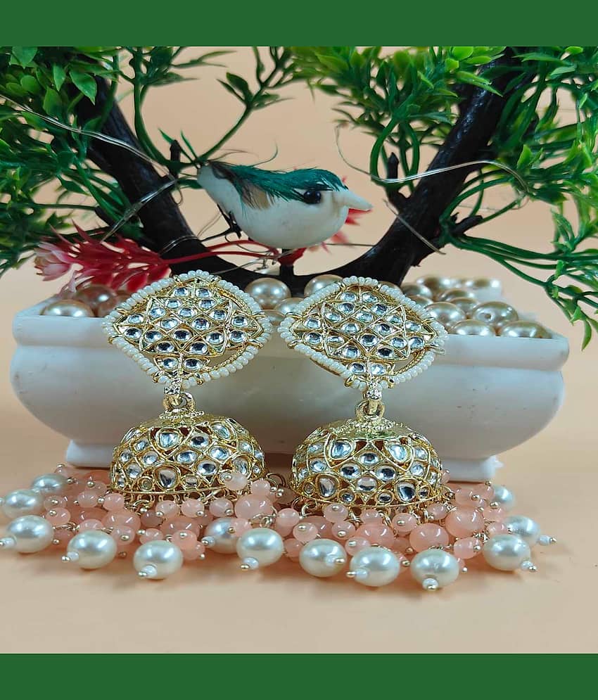 Jiyanshi fashion Peach Jhumki Earrings ( Pack of 1 )