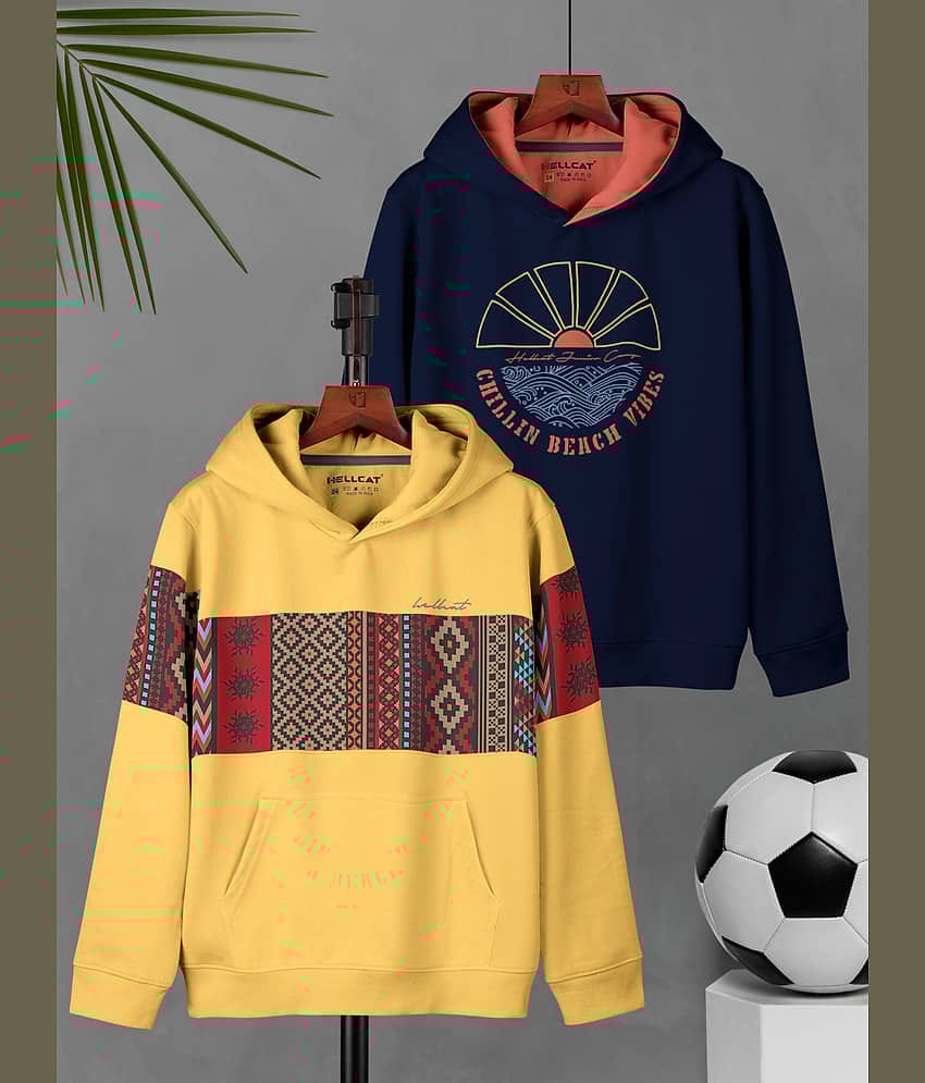 HELLCAT Pack of 2 Boys Cotton Blend Sweatshirt ( Mustard )