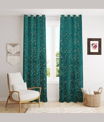 Kraftiq Homes Abstract Room Darkening Eyelet Curtain 9 ft ( Pack of 2 ) - Blue