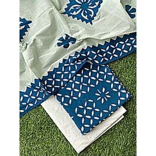 Applique Cotton Dress Material Suit Set