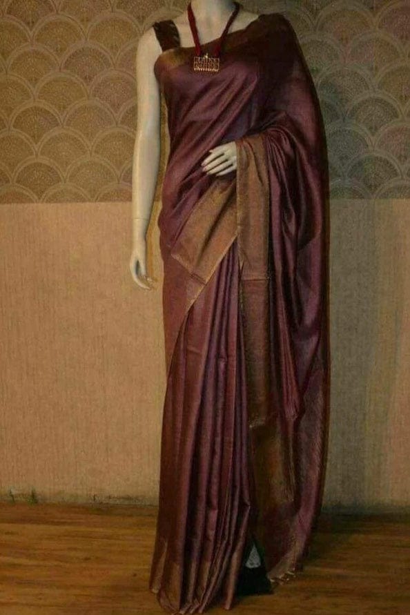 Handwoven Tussar Muga Silk Saree