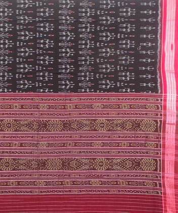 Black and maroon sambalpuri handloom cotton saree