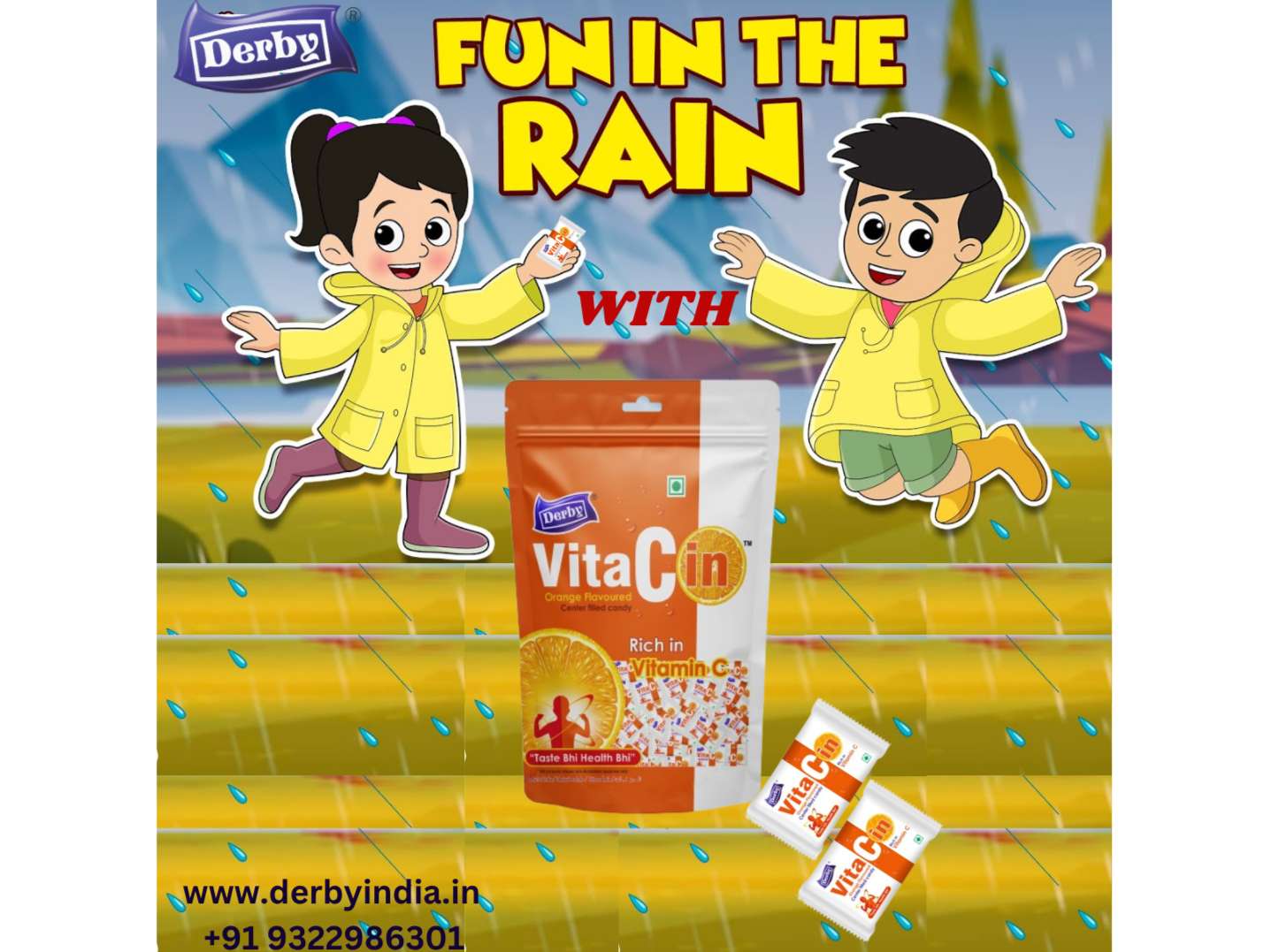Derby Vitacin SP Pack Of 2 - 50pcs each pkt, Orange Flavored Candy, Health bhi taste bhi