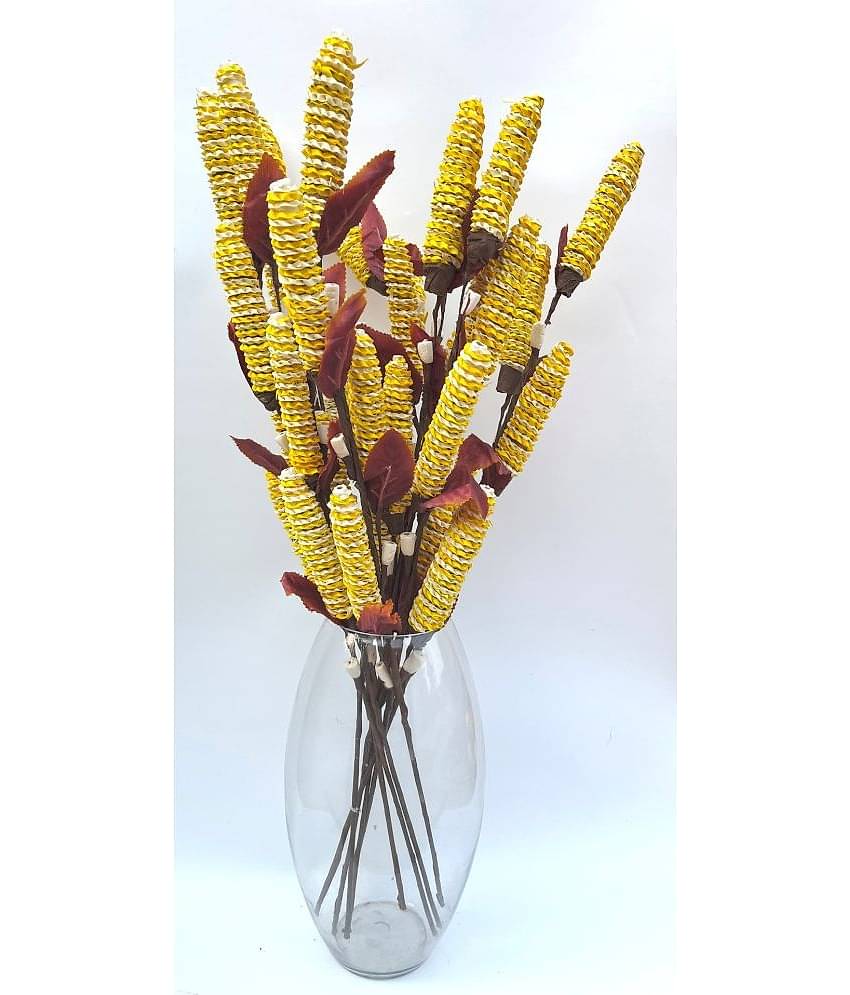 PUPRIWALL - Yellow Palm Artificial Flower ( 8 Sticks)