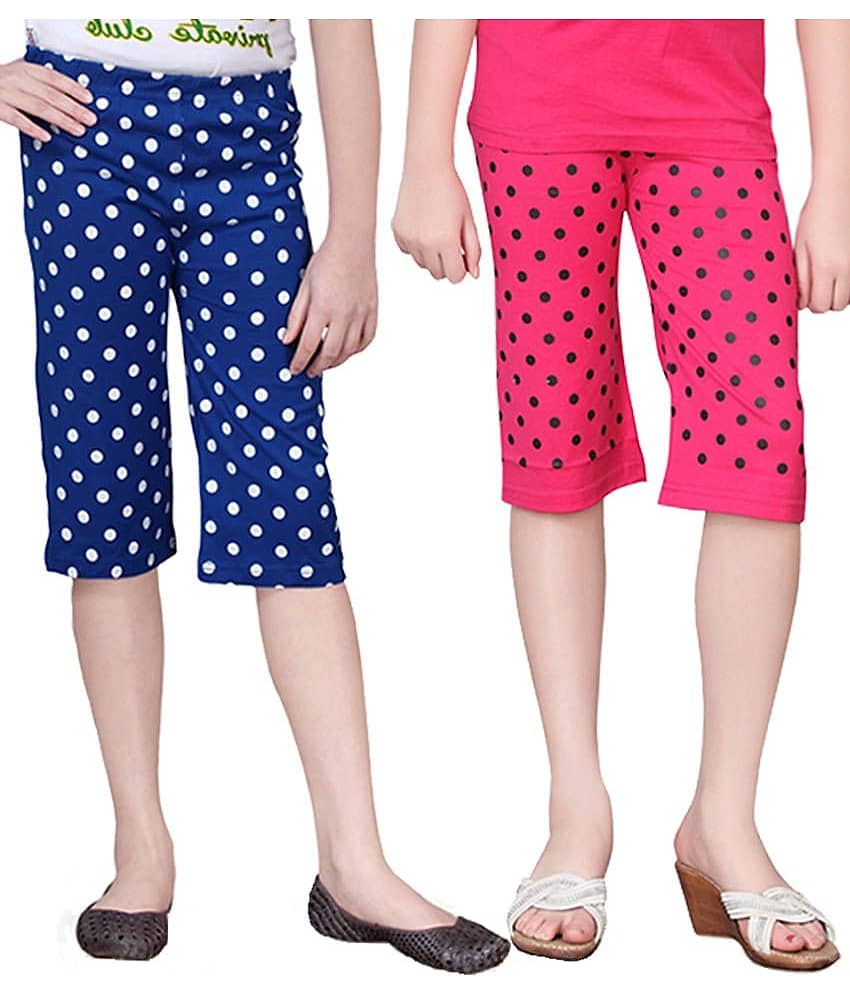 Sini Mini Pack of 2 Girls Cotton Capris ( Multi )