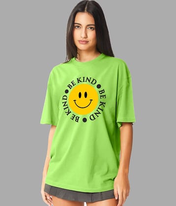 Leotude Women Cotton Blend Printed Oversized Fit Round Neck T-Shirt ( Multi Color )