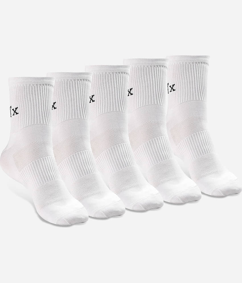 Texlon Nylon Men's Printed White Ankle Length Socks ( Pack of 5 )