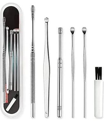 Stainless Steel Effective Ear Wax Cleaner Kit with a Storage Box - Set of 5 (Silver), Comfortable Ear Wax Picker, Ear Wax Cleaner for Baby and Adults