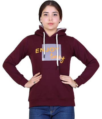 Varenyam Cotton - Fleece Maroon Hooded Sweatshirt