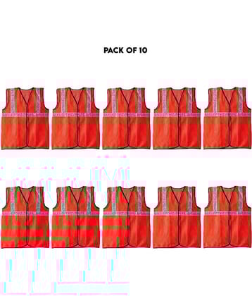 LAXMI Safety Jacket Orange (Pack of 10) Safety Jacket