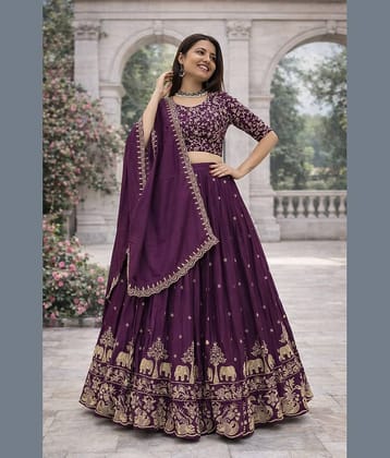 A TO Z CART Women's Silk Semi Stitched Flared Lehenga Choli