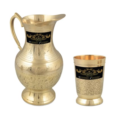 Crockery Wala And Company Brass Jug & Glass Set Tableware