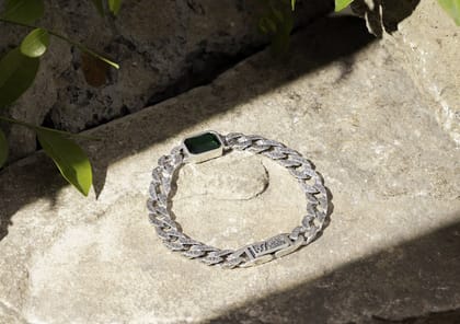 Green Stone Cuban Bracelet