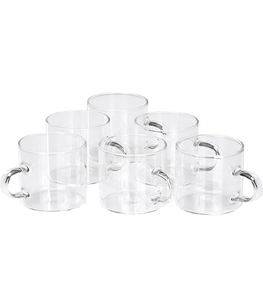 Somil Glass Tea Cup Set Of 6  Floral Glass Tea Cup 50 ml ( Pack of 6 )