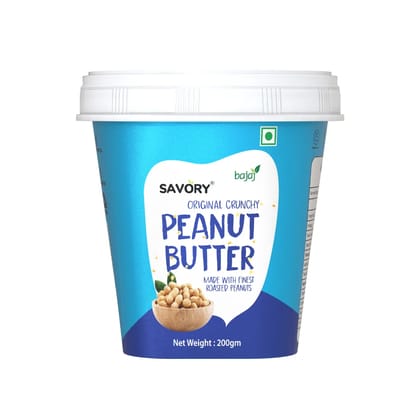 Savory Original Crunchy Peanut Butter (200g) | Made with Finest Roasted Peanuts | High in Protein | Cholesterol Free & Keto Friendly | Healthy Nut Butter | Ready to Eat