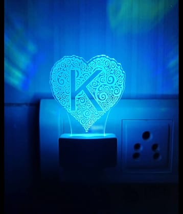 DIONA Night Lamp K Alphabet Heart Shape Night Light Bedroom, Living Room