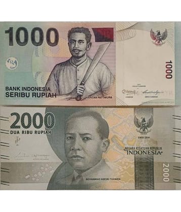 Indonesia 1000 & 2000 Rupiah Set of 2 Gem UNC
