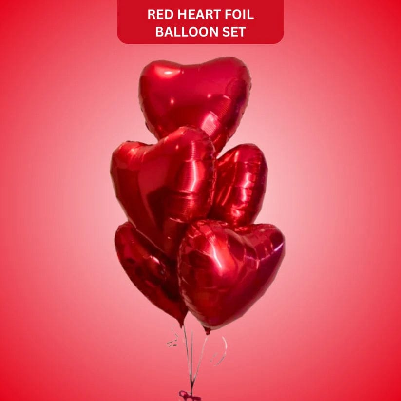 Red Heart Foil Balloon Set - Helium Filled - 4PC