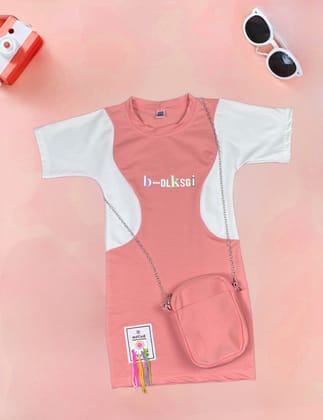 Girls Bodycon Dress With Purse [GD-8550] (4-12 Years)-4-5Y (Size - 24) / Looper